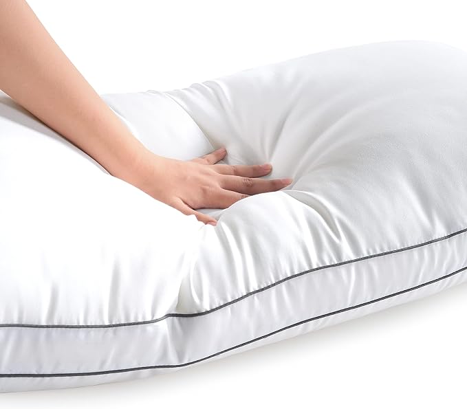 LANE LINEN Queen Size Bed Pillows for Sleeping, Set of 2, 20x30 - White | Perfect for Side, Back & Stomach Sleepers - Down Alternative fill Hotel Bed Pillow - Cooling, Easy Care & Machine Washable