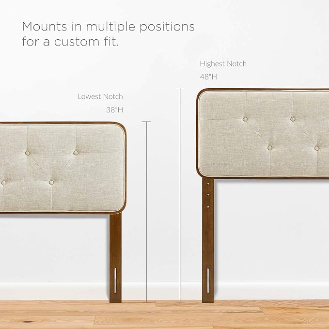 Modway MOD-6233-WAL-BEI Collins Tufted Full Fabric and Wood Headboard, Walnut Beige