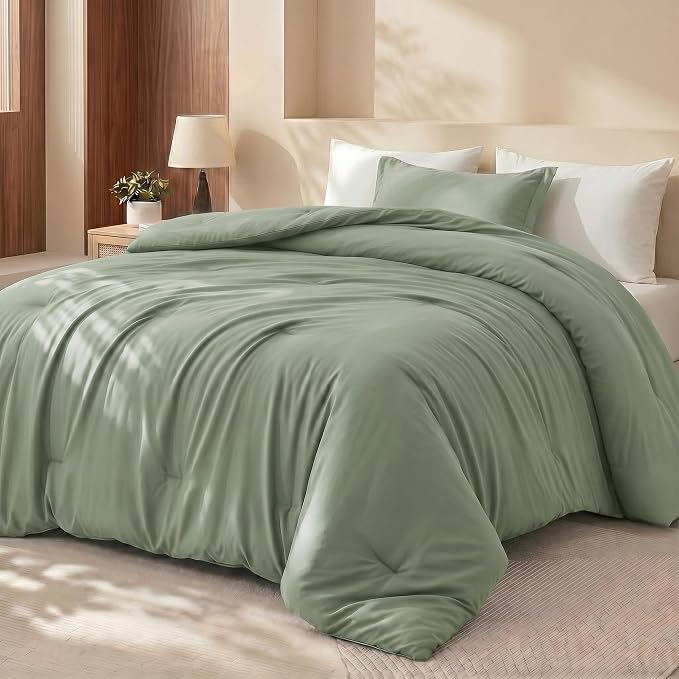 Utopia Bedding 2 Pc Twin Comforter Set, All Season Bedding, Sage Green | Bedding Set Includes Comforter (64x88) Inches, 1 Sham (20x26) Inches. Soft Microfiber Down Alternative, Machine Washable.