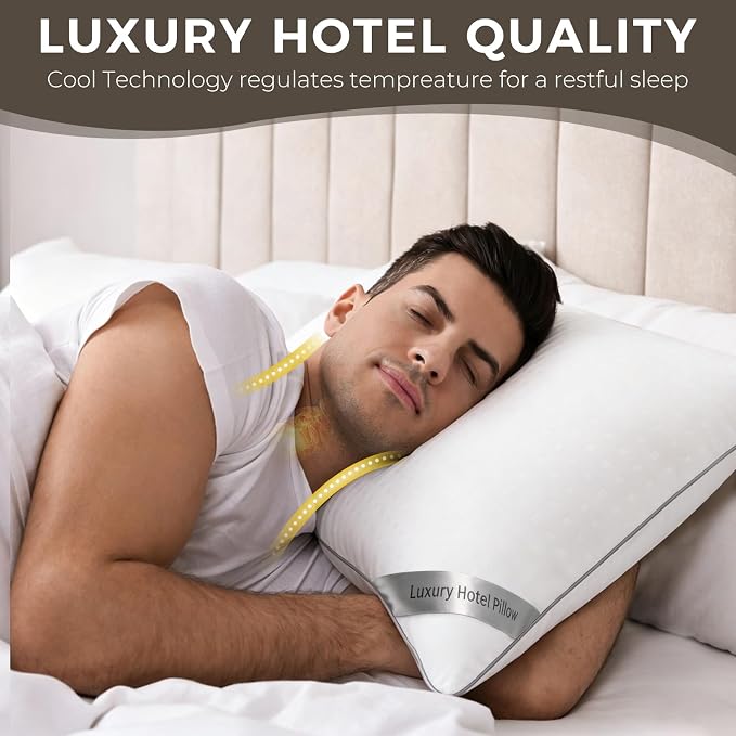 HIMOON Bed Pillows for Sleeping Set of 4,Standard Size Cooling Pillows 4 Pack,Top-end Microfiber Cover for Side Stomach Back Sleepers