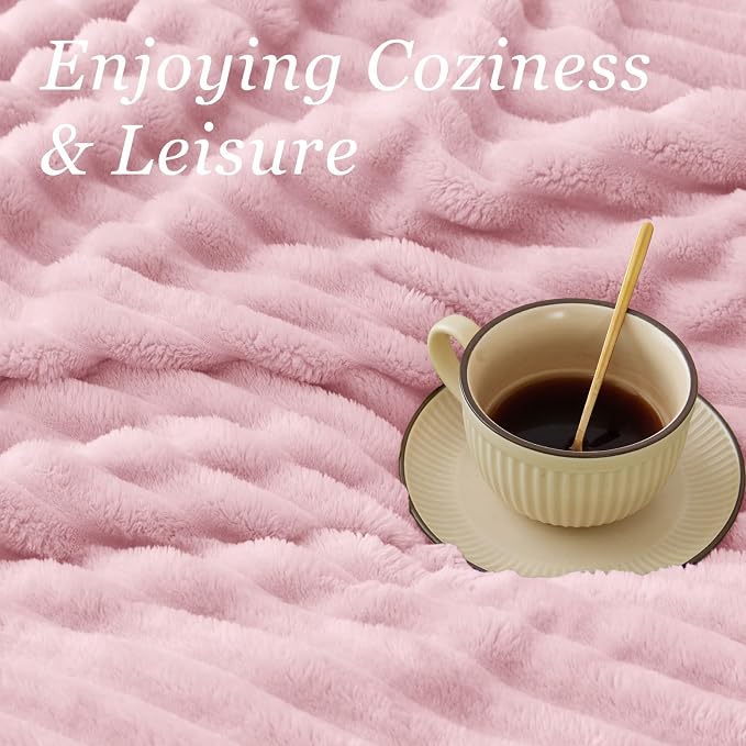BEDELITE Striped Fleece Throw Blanket, Cherry Blossom, 50"x60" | 300GSM Microfiber Fleece, Soft Cozy, Lightweight Warm, Double-Sided Plush, Machine Washable, Gift, Room Decor, for Couch Sofa