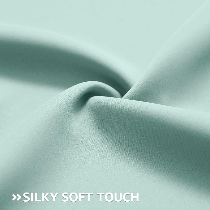 COSVIYA Grommet Room Darkening Aqua Curtains 45 inch Length for Bedroom | Light Blocking Insulated Thermal Curtains for Living Room, Blackout Thick Polyester Window Drapes,52x45 inches, 2 Panels