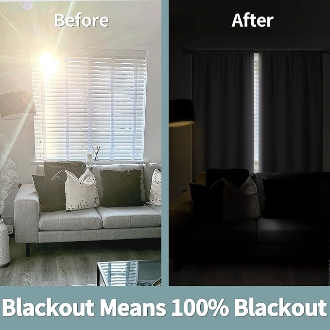 BGment Light Grey 100% Blackout Curtains for Bedroom 72 Inch Length | Thermal Insulated Soundproof, Light Blocking Dark, Black Out Curtains for Living Room, 2 Panels, 42 x 72 Inch