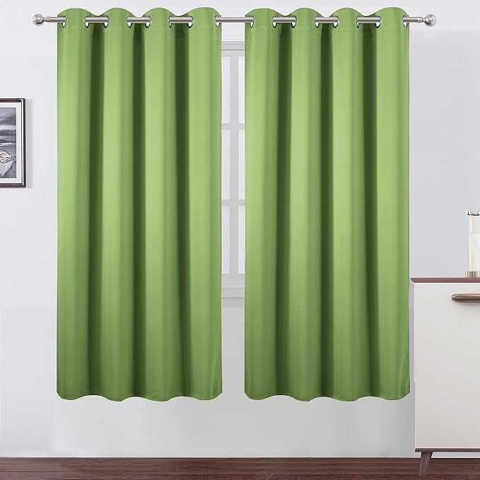 Light Green Thermal Blackout Curtains/52 x 72 Inch/Set of 2 Panels Room Darkening Curtains for Bedroom