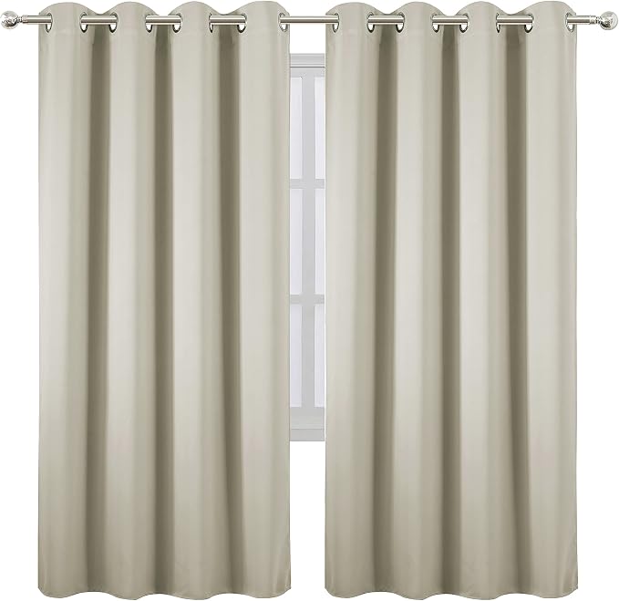 Light Beige Thermal Blackout Curtains/52 x 72 Inch/Set of 2 Panels Room Darkening Curtains