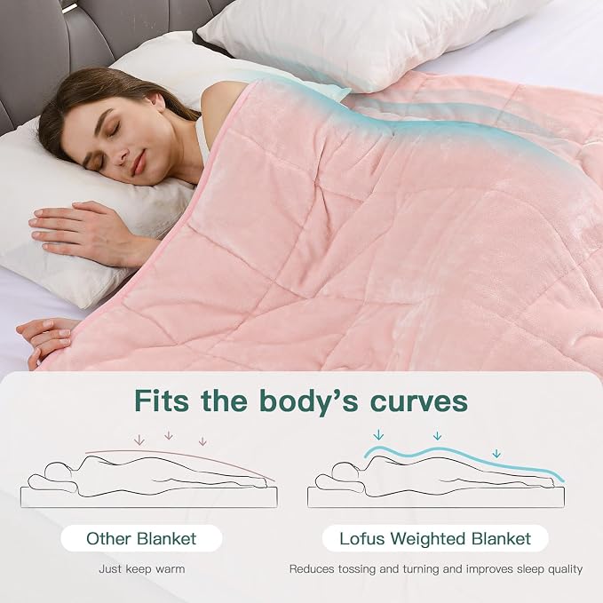 Lofus 20 lbs Weighted Blanket for Adults Queen Size 60" x 80", Pink | Dual-Sided Sherpa Fleece Heavy Blanket, for Stress Relief & Better Sleep, Ultra Soft, Ideal Gift for Family, Warm & Cozy
