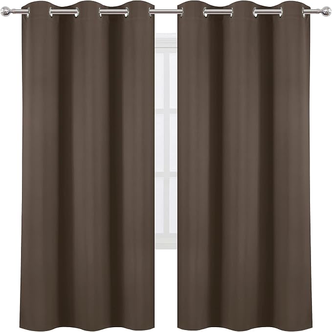 Chocolate Brown Thermal Blackout Curtains/42 x 72 Inch/Set of 2 Panels Room Darkening Curtains for Bedroom