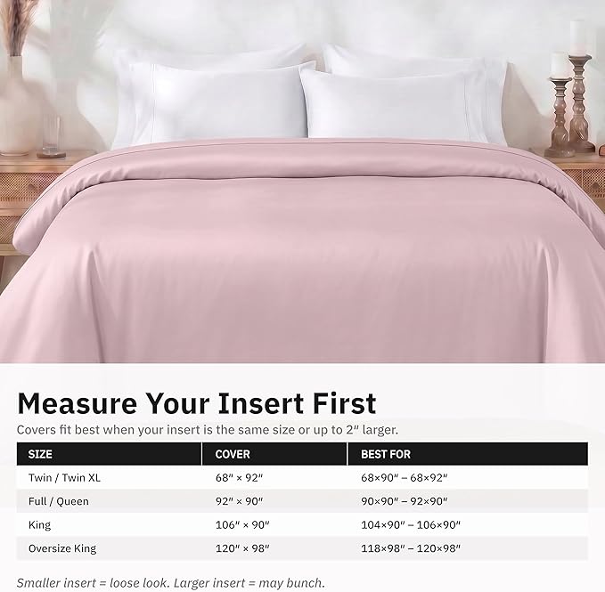 California Design Den Soft 100% Cotton Sateen King-Size Duvet Covers, Pink | Duvet Cover Only, Comforter Not Included, Backed by Good Housekeeping Seal, Button Closure & Corner Ties
