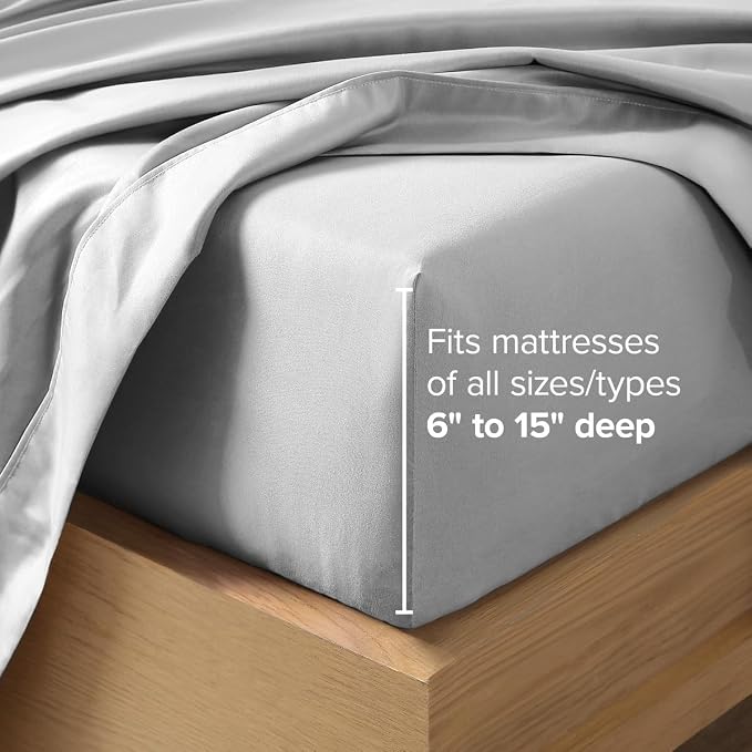 Bare Home Twin XL Sheet Set - 1800 Ultra-Soft (Twin XL, Cloud Grey) | Deep Pockets 6 to 15 Inches, Breathable, Hypoallergenic, Hotel Luxury, Easy Fit, Soft, All-Season