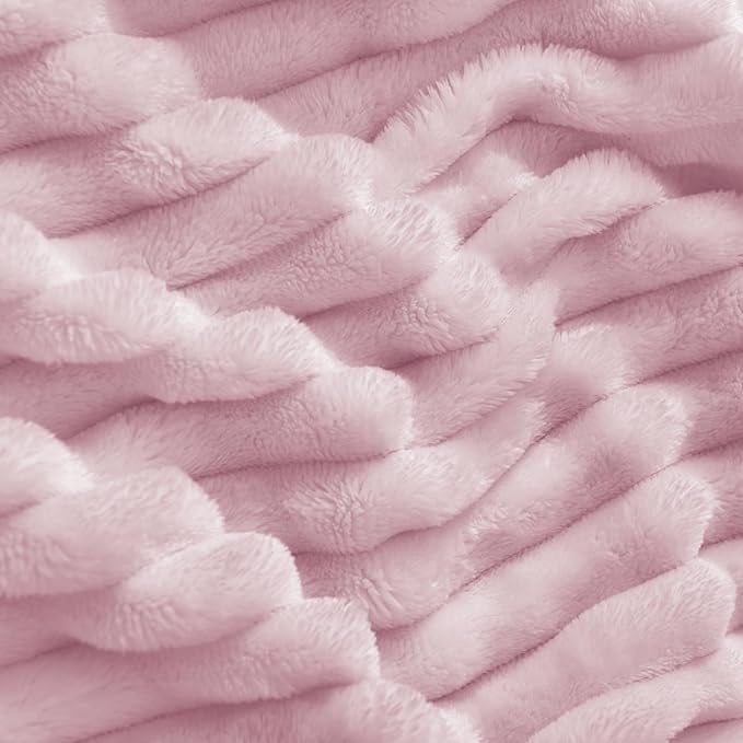 BEDELITE Ribbed Cherry Blossom Fleece Throw Blanket for Couch, 50x60 Inch | Soft Warm Decorative Fluffy Blanket, Cozy Plush Lightweight Fuzzy Throw Blanket for Bed Sofa Home Room Decor, Gift for Women