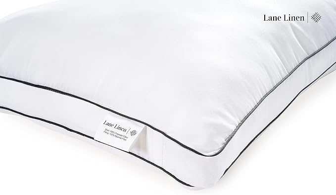 LANE LINEN King Size Bed Pillows for Sleeping, Pack of 2, 20x36 - White | Perfect for Side, Back & Stomach Sleeper, Down Alternative fill Hotel Quality Pillow - Cooling, Soft, Fluffy & Plush Comfort