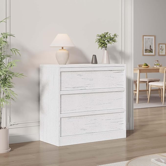 Garvee 3 Dresser for Bedroom, 30.5" Tall Dresser, Freestanding Vertical Drawer with Storage, Wooden Closet Chest Storage for Living Room, Hallway, Entryway, White