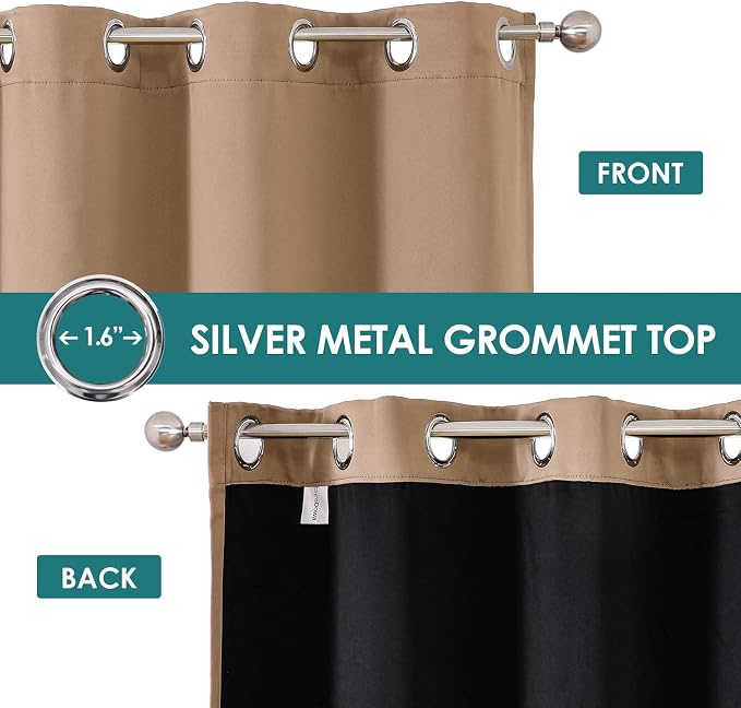 ChrisDowa 100% Blackout Curtains for Bedroom 108 Inches Long 2 Panels Set | 2 Thick Layers, Thermal Insulated, Light Blocking for Living Room, Grommet, Long Window Drapes, Cappuccino, 52 x 108 Inch