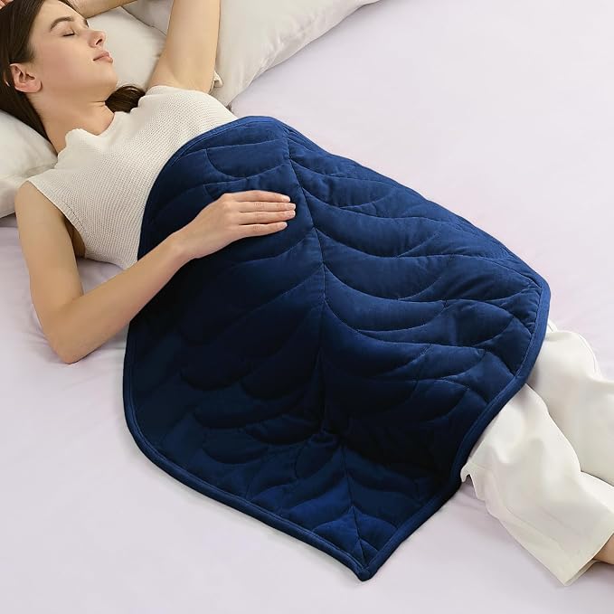 Weighted Lap Blanket for Adults, 5 lbs, 23"x29", Leaf Pattern, Navy Blue | Washable Weighted Blankets, Small Portable Blanket for Relaxation, Cozy Luxury Crystal Velvet All-Season Heavy Blanket