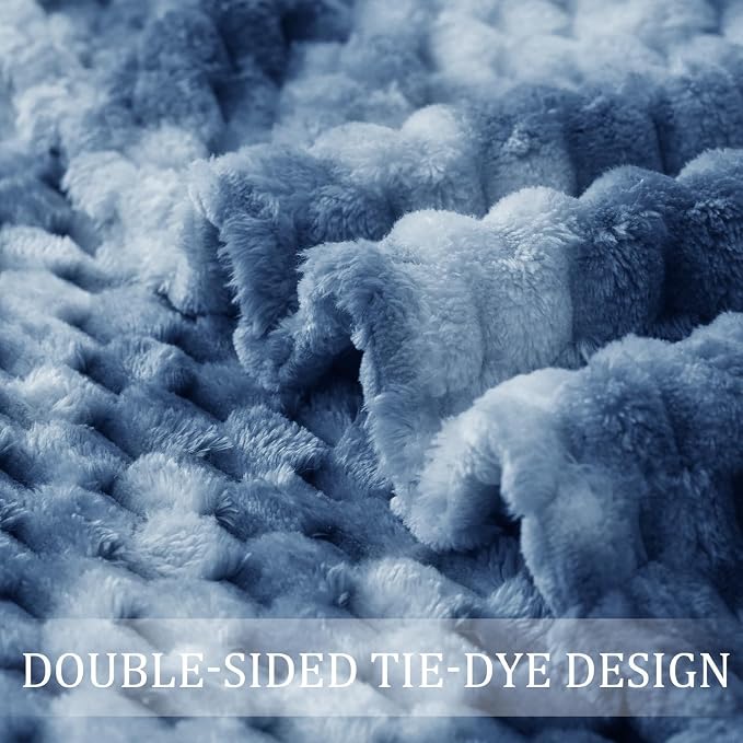 Exclusivo Mezcla Large 3D Fleece Throw Blanket for Couch, Tie-dye Blue | Extra Soft Fuzzy Plush Lightweight Throws, Cozy Fluffy Decorative Blankets for All Seasons, 50x70 Inches