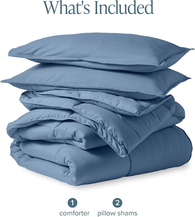 Bare Home Comforter Set - 1800 Ultra Soft (California King, Coronet Blue) | All-Season, Breathable, Hypoallergenic, Premium 1800, Warm, Cozy