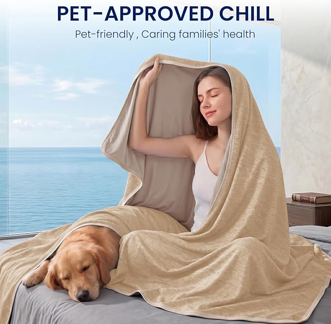 Topcee Cooling Blanket(90"x108"King Size) for Night Sweats Absorbs Heat to Keep Adults Cool on Warm Nights, Q-Max 0.5 Cooling Blankets for Hot Sleepers, Ultra-Cool Lightweight Blanket for Bed | Absorbs Heat Cold Summer Blanket for Night Sweats & Menopa...