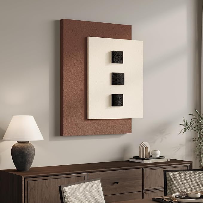 Cuspin Modern Minimalist 3D Wood Wall Art for Living Room, 28x36 In | Beige brown textured wall art, Artworks with wooden blocks, Bedroom dining room hallway office wall decor