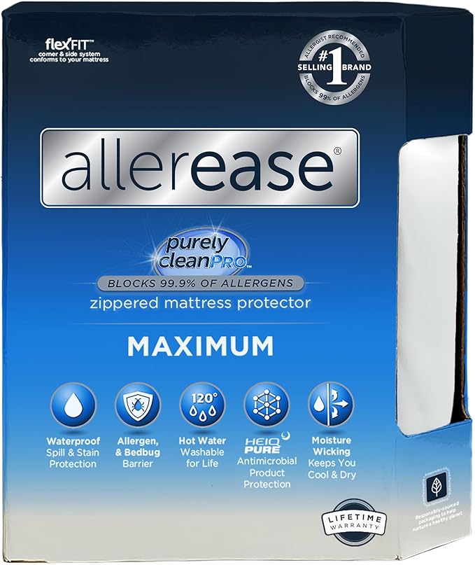 AllerEase Maximum Allergy Mattress Protector, Queen Size