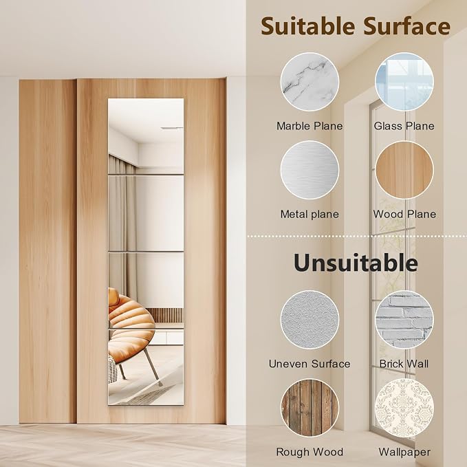 Shiftshade 12 Pack Wall Mirror Full Length, 12 x 12 Inch Acrylic Mirror Tiles, Shatterproof Flexible Plastic Mirror Sheets for Bedroom Home Gym Door
