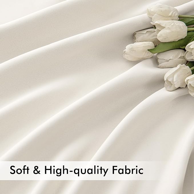 MIULEE Ivory Back Tab Blackout Curtains 52x120 Inch Long 2 Panels Set | Rod Pocket Pinch Pleated, Thermal Insulated, Bedroom Living Room Darkening Privacy Drapes, Extra Long Light Blocking Curtains