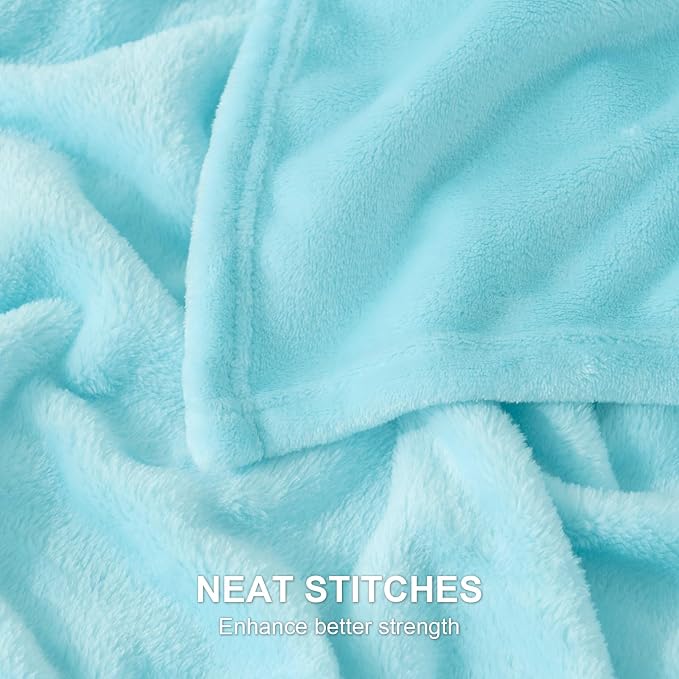 Hansleep Queen Robin Egg Blue Fleece Blanket, Soft Flannel Bed Blanket | Fuzzy Cozy Blanket 90x90 Inches, Multi-use for Bed, Sofa, Couch, Travel, Camping, All Season Warm Lightweight Cover