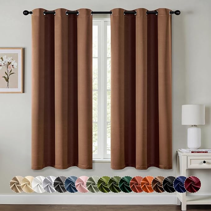 MIULEE Blackout Curtains for Bedroom 2 Panels 40 x 54 Inch Long Mocha Brown | Thermal Insulated, Living Room Darkening Grommet Drapes, Noise Reducing, Light Blocking Window Treatments
