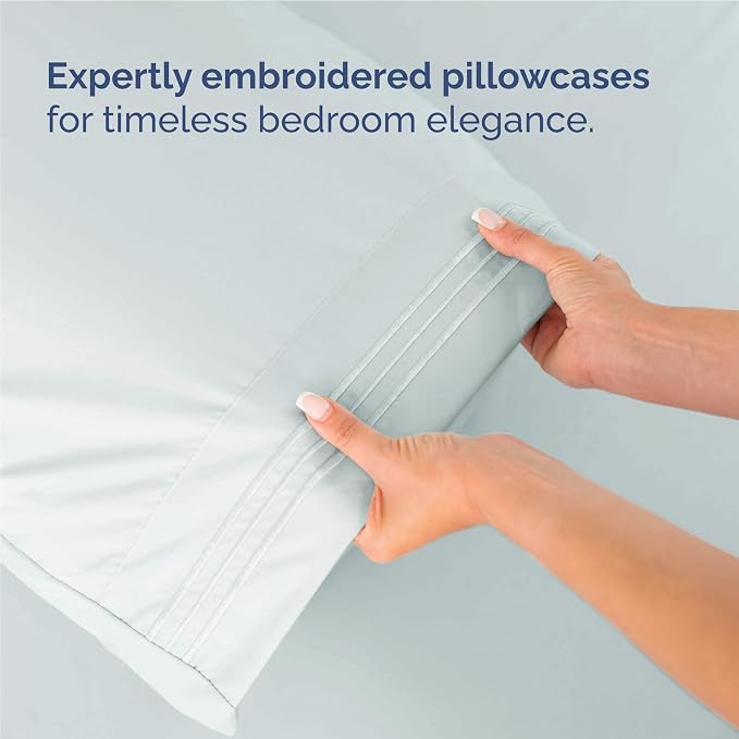 Full Size 4 Piece Sheet Set - Comfy Breathable & Cooling Sheets - Ice Blue | Hotel Luxury Bed Sheets for Women & Men, Deep Pockets, Easy-Fit, Extra Soft and Wrinkle Free Sheets, Oeko-Tex Bed Sheet Set