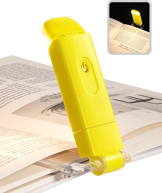 DEWENWILS Rechargeable Book Light for Reading in Bed, Warm White, Brightness Adjustable for Eye Care, LED Clip on Book Lights for Kids, Portable Bookmark Light, Yellow | 315° Flexible Holder Bends, 2 Brightness Levels, Warm White, Portable Bookmark Lig...