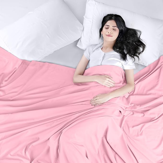 Queen Size Flat Sheet Only, Ultra Soft & Breathable Hotel Sheets, Pink | Hotel Bedding, Cooling Comfort, Smooth Feel, Wrinkle & Fade Resistant, Easy Care, Long-Lasting, Machine Washable, OEKO-TEX