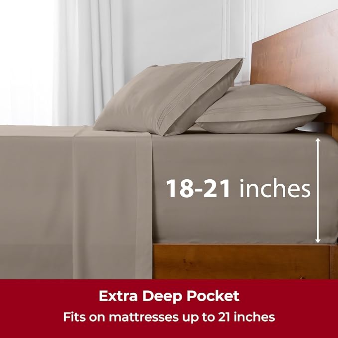 Mellanni Iconic 3-Piece, Ultra Soft Sheet Set (Twin XL, Tan) | 10M+ Sleepers. Lab-tested: Sleeps Cool, Stays Bright, Strong, Smooth. Good Housekeeping Best Bedding, 7 yrs running.