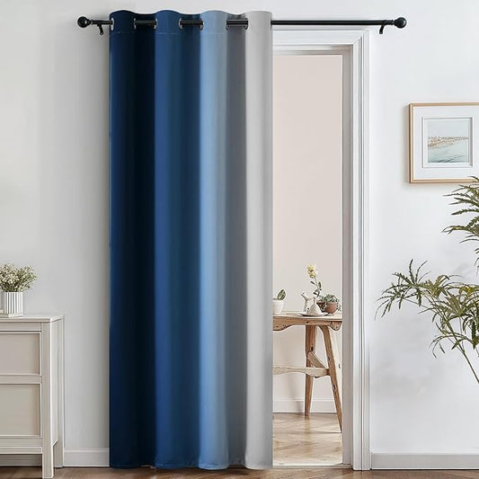 SimpleHome Blue to White Ombre Room Darkening Curtains 84 inches,1 Panel | Curtains for Bedroom,Thermal Insulated Grommet Gradient Drape,Light Blocking Window Curtain for Living Room,1 Panel,52Wx84L