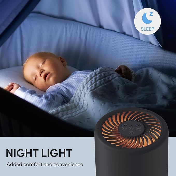 Air Purifiers for Bedroom, FULMINARE H13 True HEPA Filter (Black 2 Pack) | Remove Pet Hair, Smoke, Odors，Quiet Air Cleaner With Night Light, Portable Small Air Purifier for Home, Office, Living Room