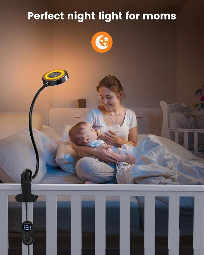 Glocusent 72 LED Clip on Reading Light with Remote, Amber Book Light | 3 Colors & 5 Brightness, 2.75" Clamp & 30Min Timer, USB Powered, Clamp Light for Headboard/Dorm/Bunk/Work/Craft