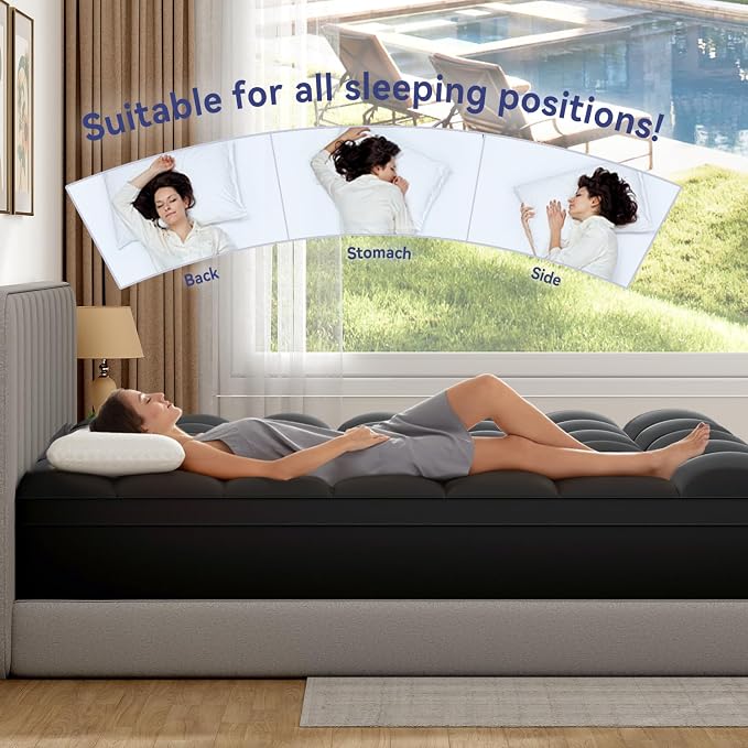 ELEMUSE Cal King Black Mattress Topper, Thick Pillow Top Mattress Pad Cover | Plush soft breathable bed topper for back pain relief, with elastic deep pocket and overfilled down alternative filling