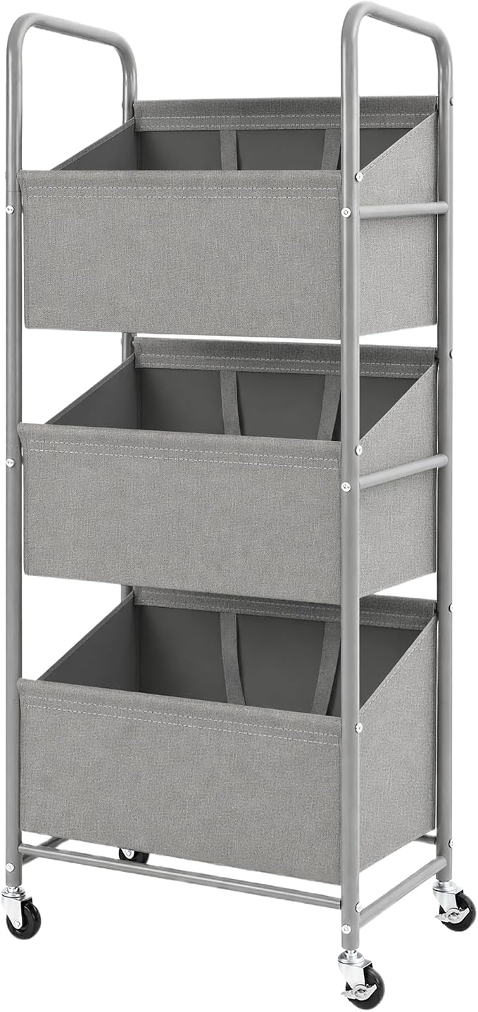 STO STO 3-Tier Vertical Rolling Laundry Hamper, Removable Bags, Gray Faric | 120L Capacity, Space-Saving Vertical Design, Rust-Resistant Steel Frame, Lockable Wheels, Ideal for Apartments & Small Spaces