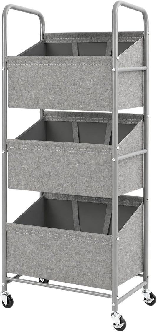 STO STO 3-Tier Vertical Rolling Laundry Hamper, Removable Bags, Gray Faric | 120L Capacity, Space-Saving Vertical Design, Rust-Resistant Steel Frame, Lockable Wheels, Ideal for Apartments & Small Spaces