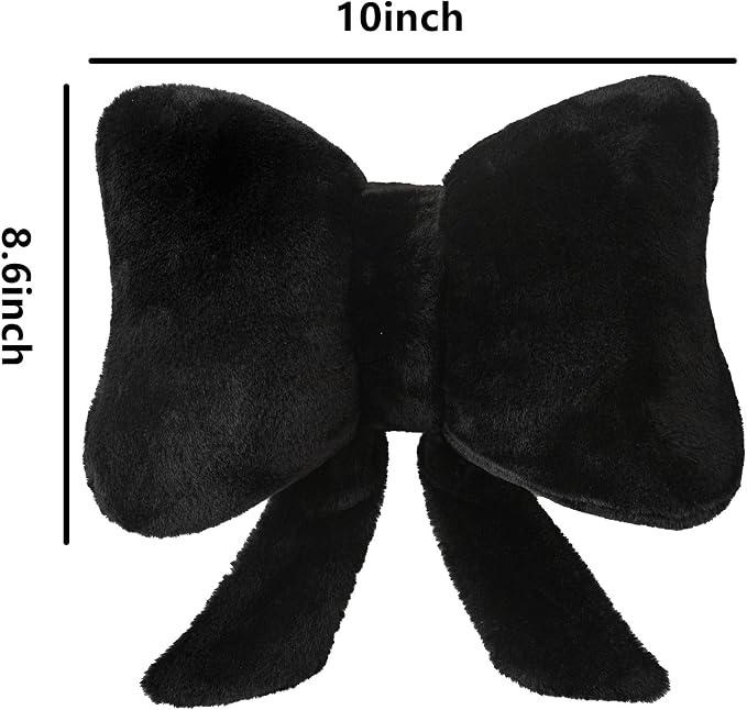 Bow Pillow Throw Pillows Butterfly Shaped Decorative Cute Pillows for Bed Sofa Cute Home Decor,Black 10 * 8inch