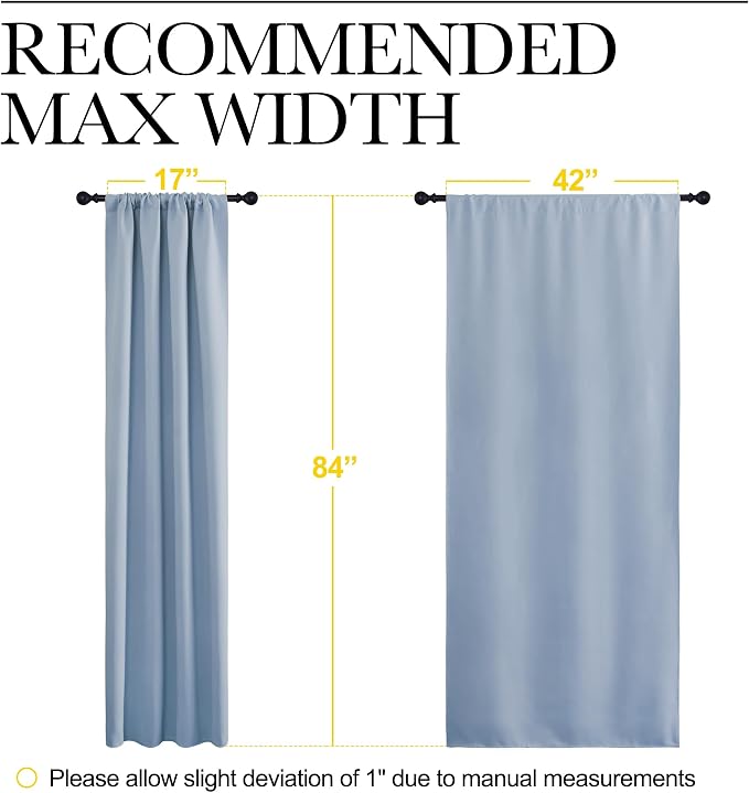 NICETOWN Blackout Curtains for Living Curtains, Vintage Blue, 1 Pair, 34-inch W x 72-inch L, Home Decorations Thermal Insulated Solid Pole Top Blackout Drapes for Living Room