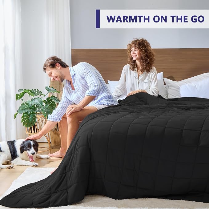 King Size Weighted Blanket for Adults (20 lbs, 80” x 87”, Black) Cooling Heavy Blanket for Sleeping Perfect for 190-210 lbs, Breathable Blanket for Adults & Couple All Season, Machine Washable