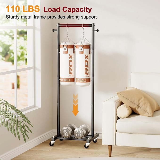 SLEEPING LAMB Small Clothes Racks for Hanging Clothes, Rolling Clothing Rack with Shelves, 60" Metal Garment Rack with Wheels Portable Wardrobe Rack for Small Space, Black