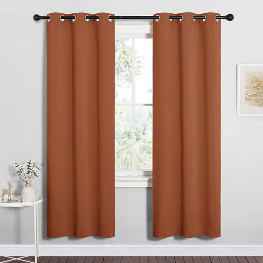 NICETOWN Blackout Curtain Panels, 1 Pair, 34 x 72-inch, Burnt Orange | Nursery Essential Thermal Insulated Solid Grommet Top Blackout Drapes for Girls Room