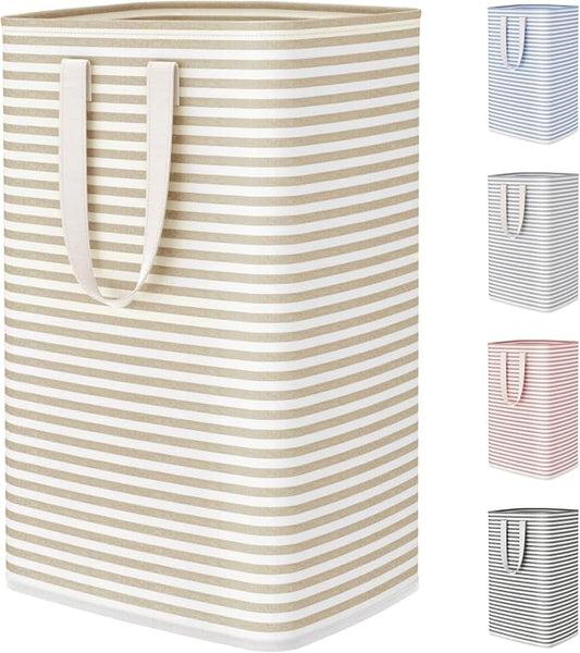 Lifewit 75L Large Collapsible Laundry Basket with Extended Handles, Beige | Foldable Laundry Hamper, Tall Dirty Clothes Basket, Waterproof, Freestanding Design for Bedroom, Bathroom, College Dorm
