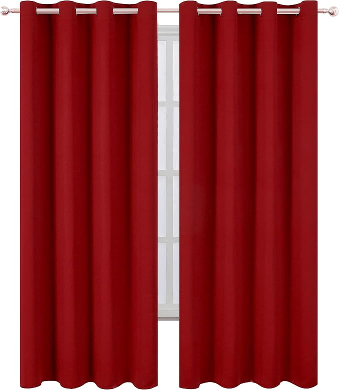 Red Curtains 52 x 84 Inch Long/Blackout Curtains Set of 2 Panels/Room Darkening Thermal Insulated Bedroom Curtains Drape