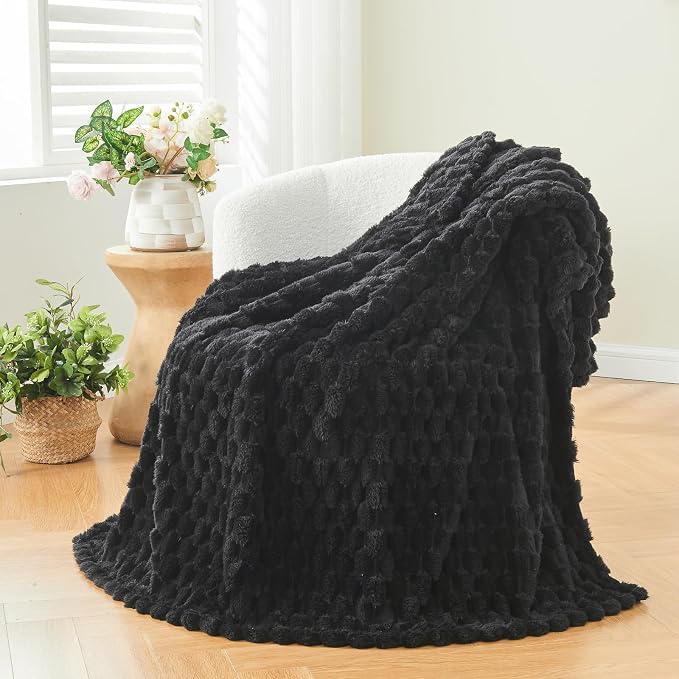 NEWCOSPLAY Fleece Clouds Cozy Throw Blanket for Couch, Black, 50"x60" | Premium Silky Flannel Blanket, Soft Lightweight Fluffy Throw Blanket for Bed Sofa Decor, Gift for All Season Use