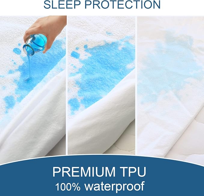 Queen Size Mattress Protector Waterproof,Absorbent Fitted Sheet | up to 18" Deep Pocket,Mattress Cover Queen Size Bed Sheets,Terry Machine Wash Protection Mattress Protector