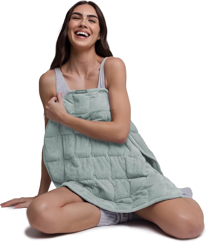 nodpod Body 6.5lb Patented Compact Weighted Blanket | Perfect for Relaxation, Lounging, Napping, Sleeping & Travel, Glass Bead Filled, Machine Washable, 29" x 24", Sage