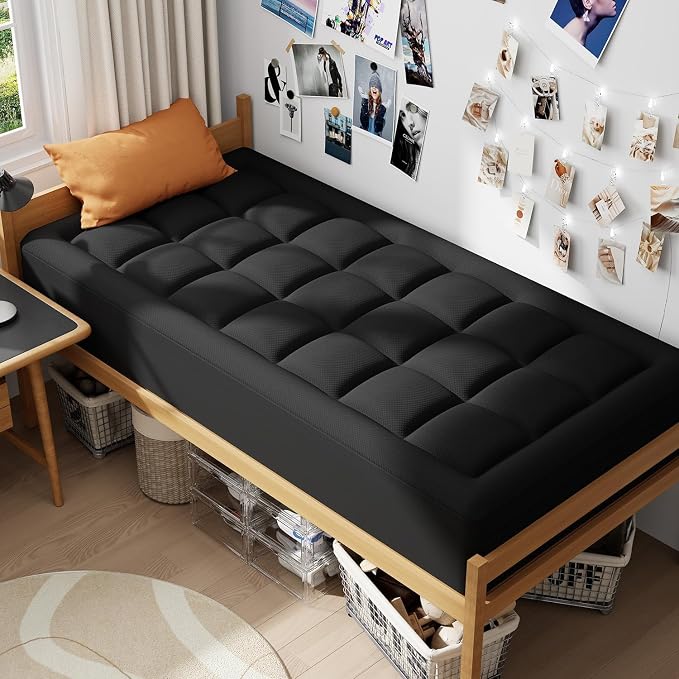 ELEMUSE 3 Inch Twin Dual Layer Memory Foam Mattress Topper with Pillowtop | 2 Inch Cooling Gel Foam,1 Inch Soft Pillowtop Pad, Pressure Relief Bed Topper, Comfortable Support