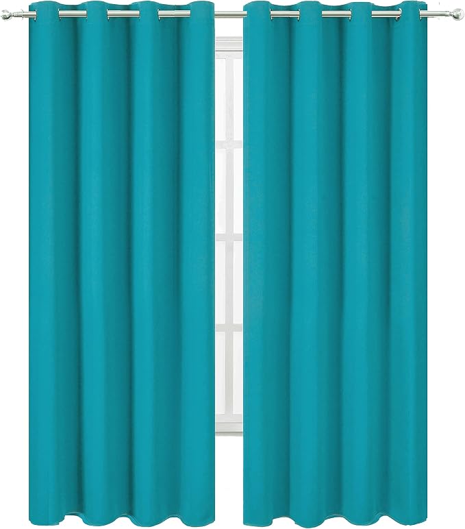 Blackout Curtains 66 x 84 inch/Teal Curtains Set of 2 Panels/Thermal Insulated Room Darkening Bedroom Curtains