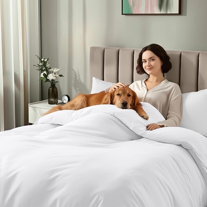 Utopia Bedding Duvet Cover Queen with Fitted Sheet (60x80) - 2 Pillow Case Standard - All Season Luxury Bed in a Bag with Zippered Duvet Cover - No Comforter (White)